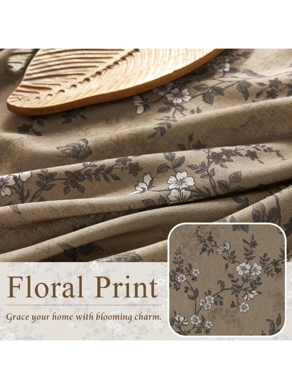 Extra Long Floral Linen Curtains for Living Room - 108 Inches, Elegant Decor